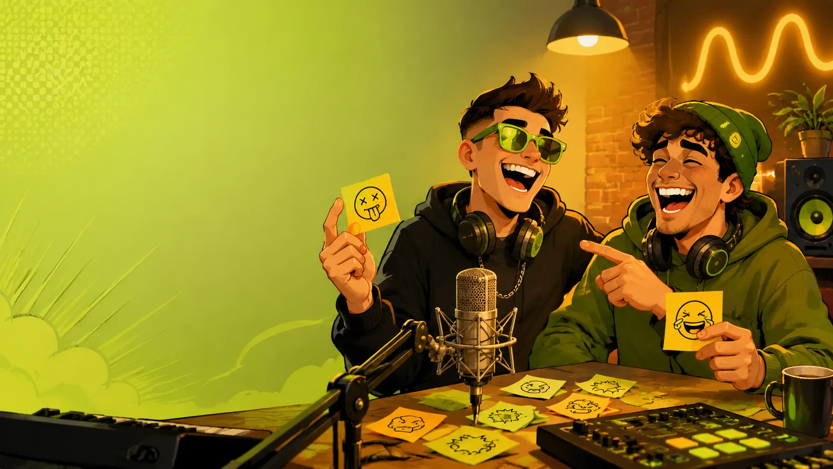 Vrienden die inside jokes omzetten in een AI-roastnummeromschrijving