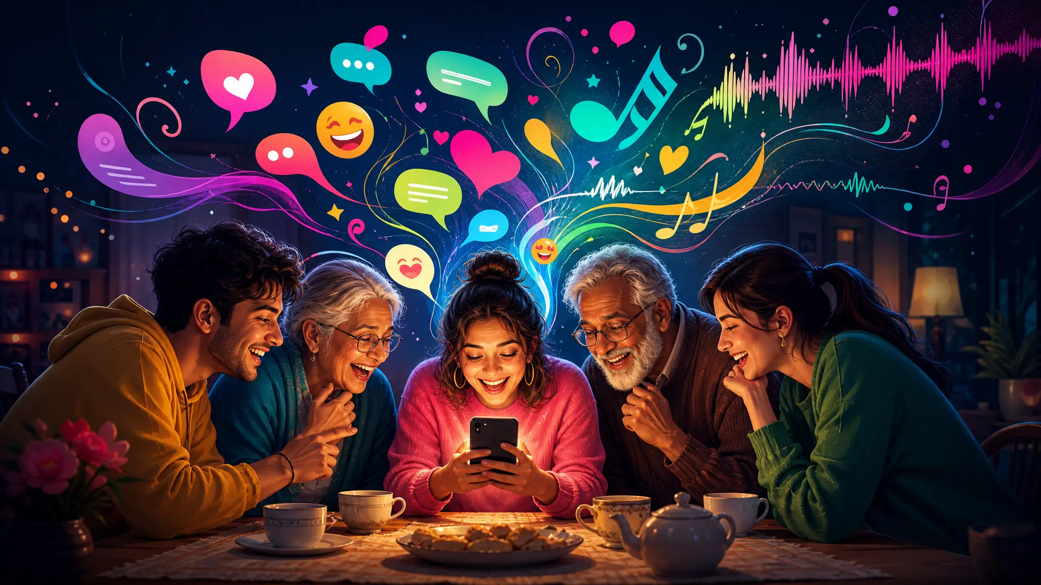 Atmospheric poster for the Family Group Chat Song template