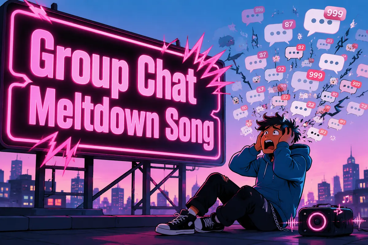 Atmospheric poster for the Group Chat Meltdown Song template